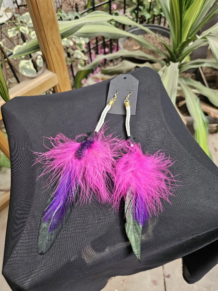 Pink Feather Earrings